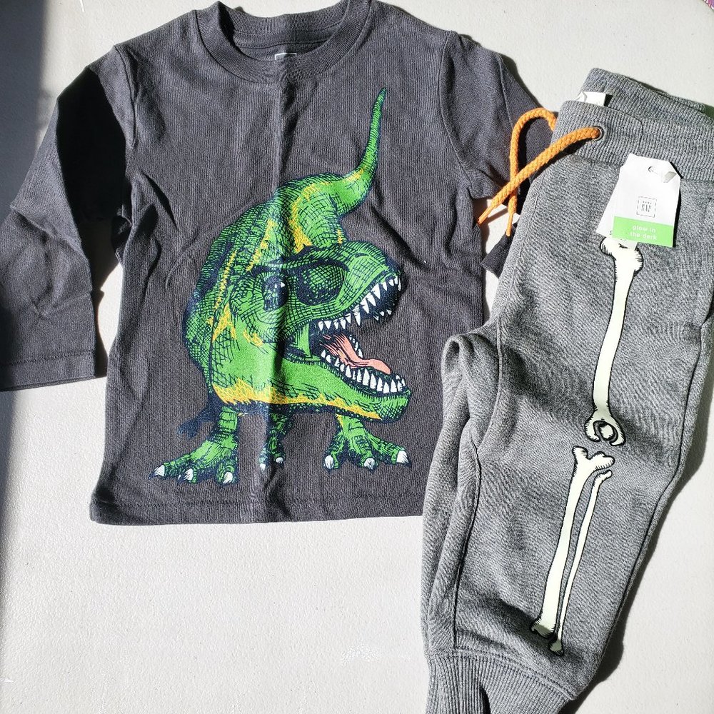Gap Boys 18-24 Months Dinosaur Sweatpants & Long Sleeve Top Winter